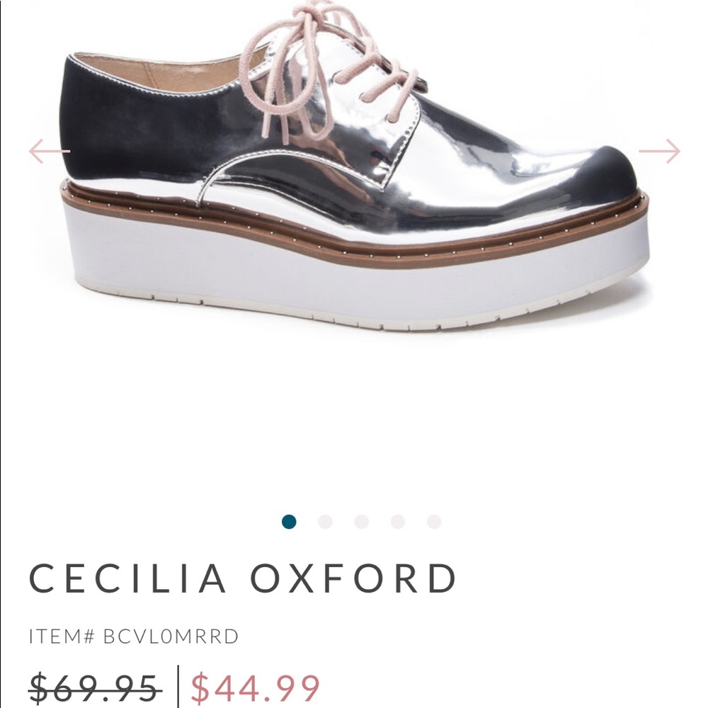 Chinese Laundry Cecilia Oxford Silver Platform Oxfords with White Sole
